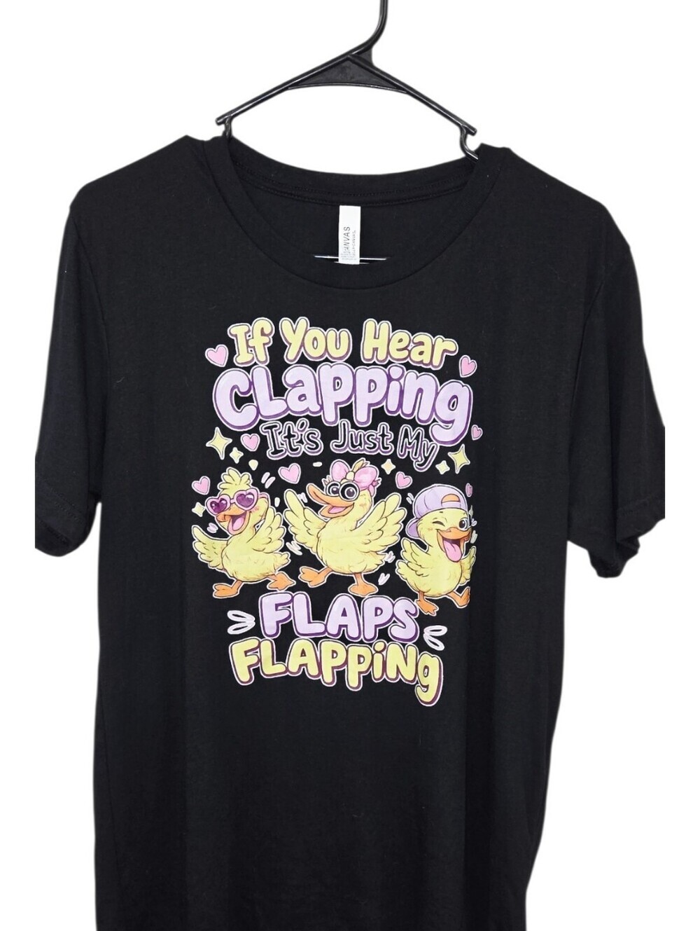 Bella Canvas Funny Graphic Tee "If You Hear Clapping" with Yellow Ducklings